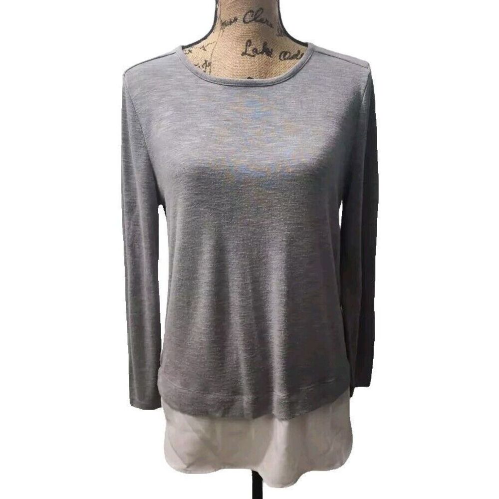 J.crew Women's Size M Mercantile‎ Twofer Top Gray Long Sleeve